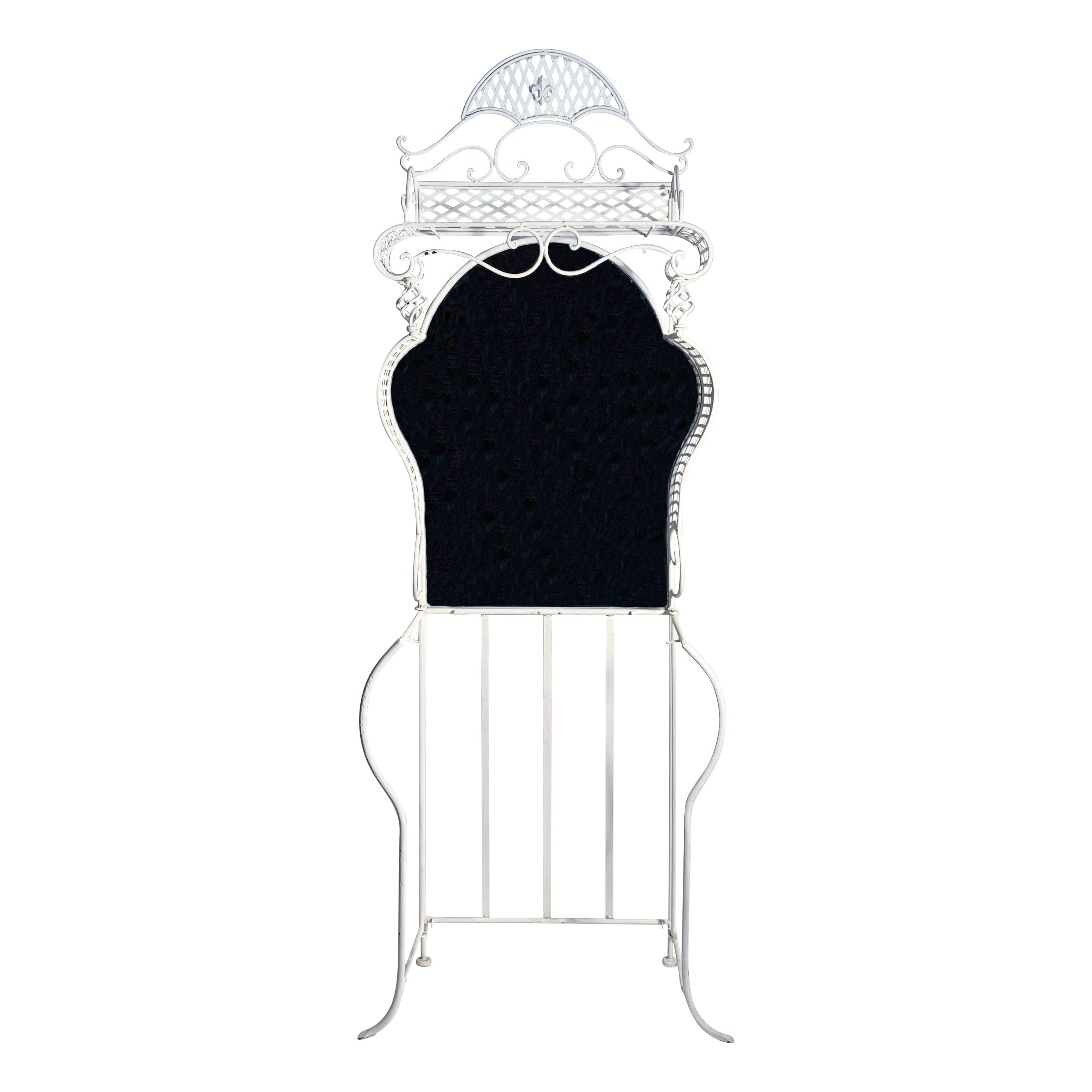 Wrought Iron French Vanity Stand or Hall Tree Console Mirror