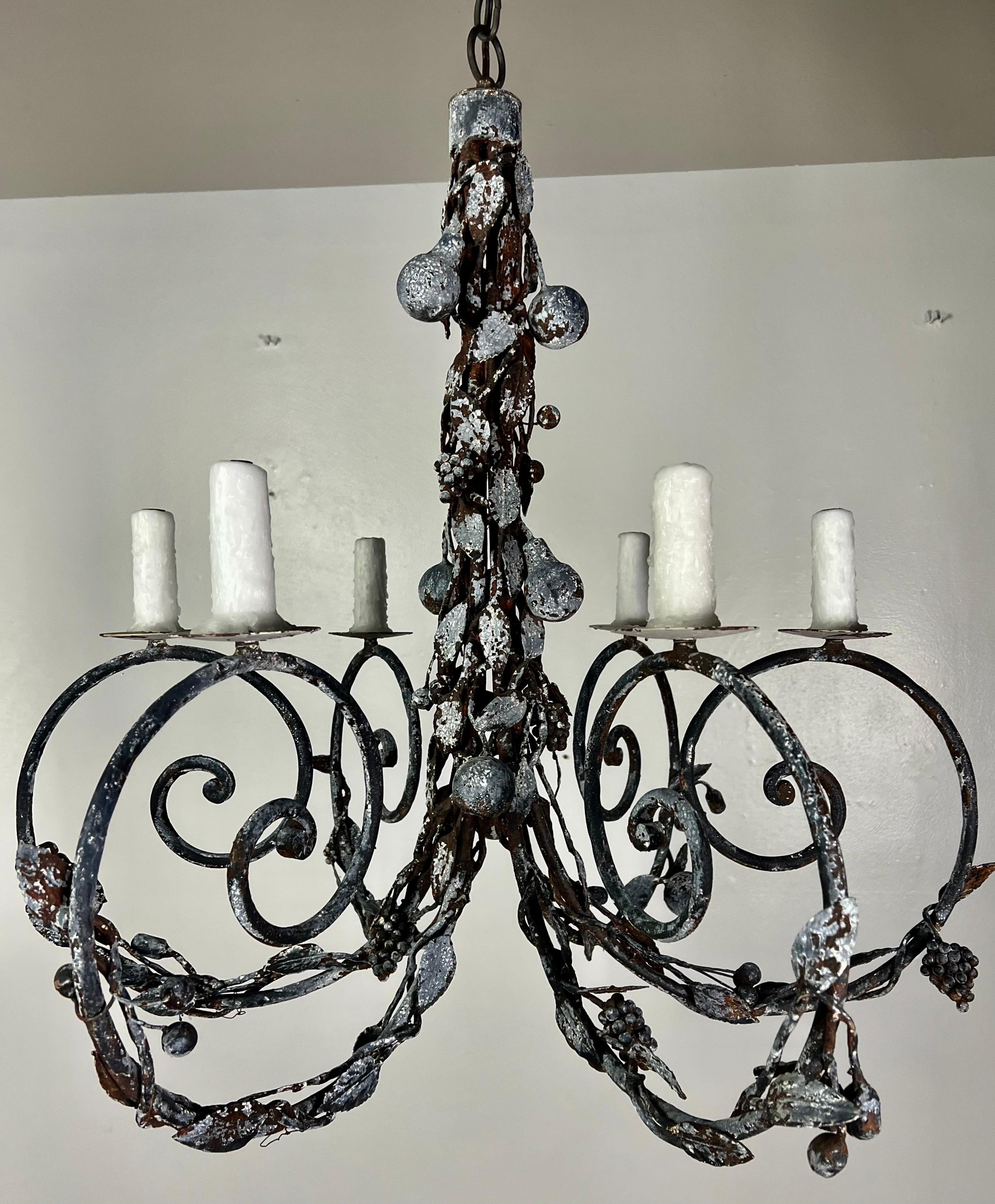 Wrought Iron Fruit Scrolled Chandelier by Ironies 2