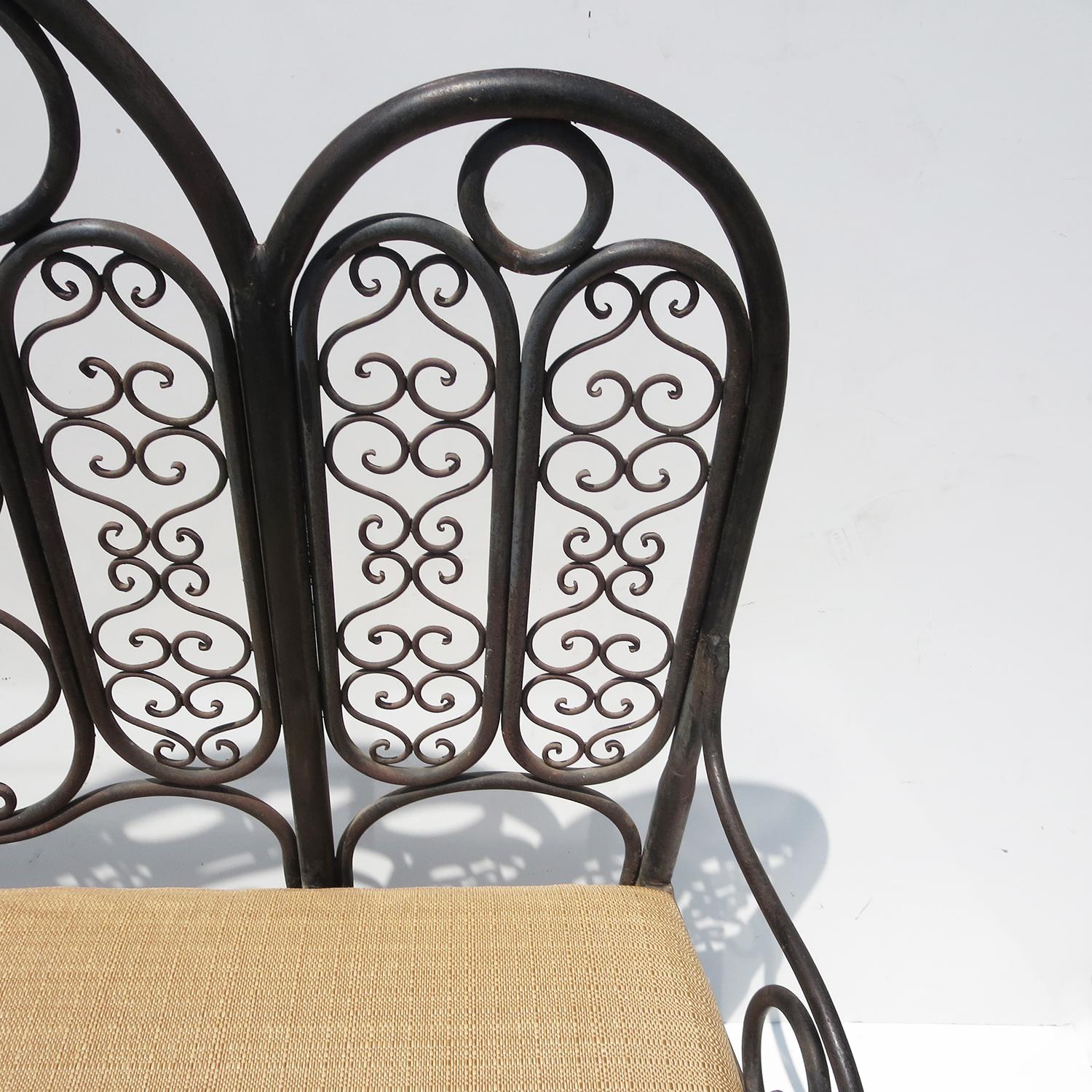 Rustic Wrought Iron Garden Bench, Early 20th Century