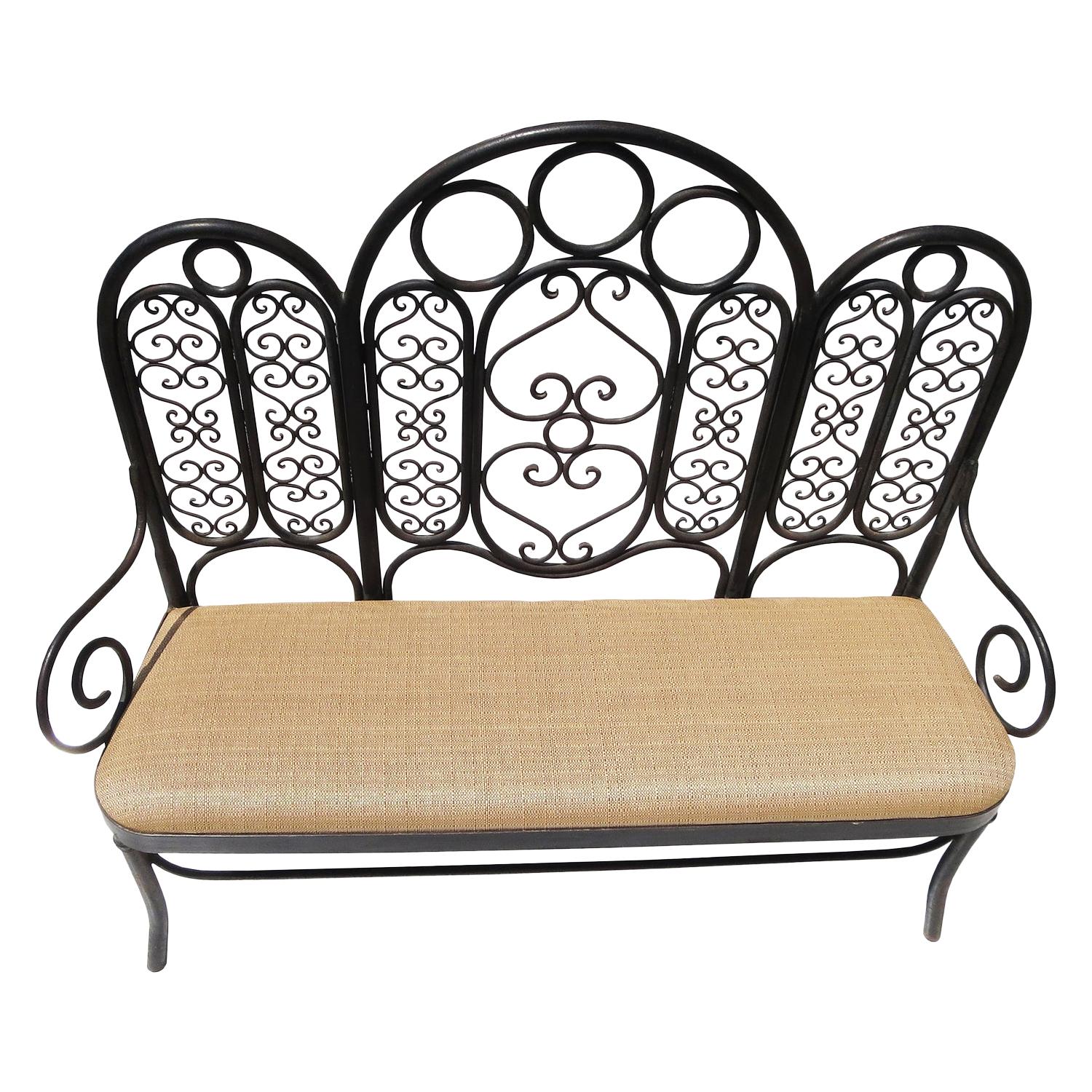 Wrought Iron Garden Bench, Early 20th Century