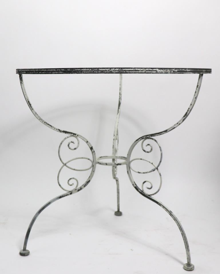 Wrought Iron Garden Cafe Dining Table Attributed to Salterini 5