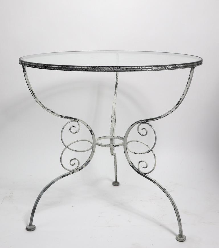 Wrought Iron Garden Cafe Dining Table Attributed to Salterini 6