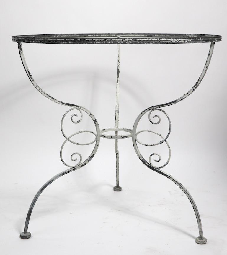 Art Deco Wrought Iron Garden Cafe Dining Table Attributed to Salterini