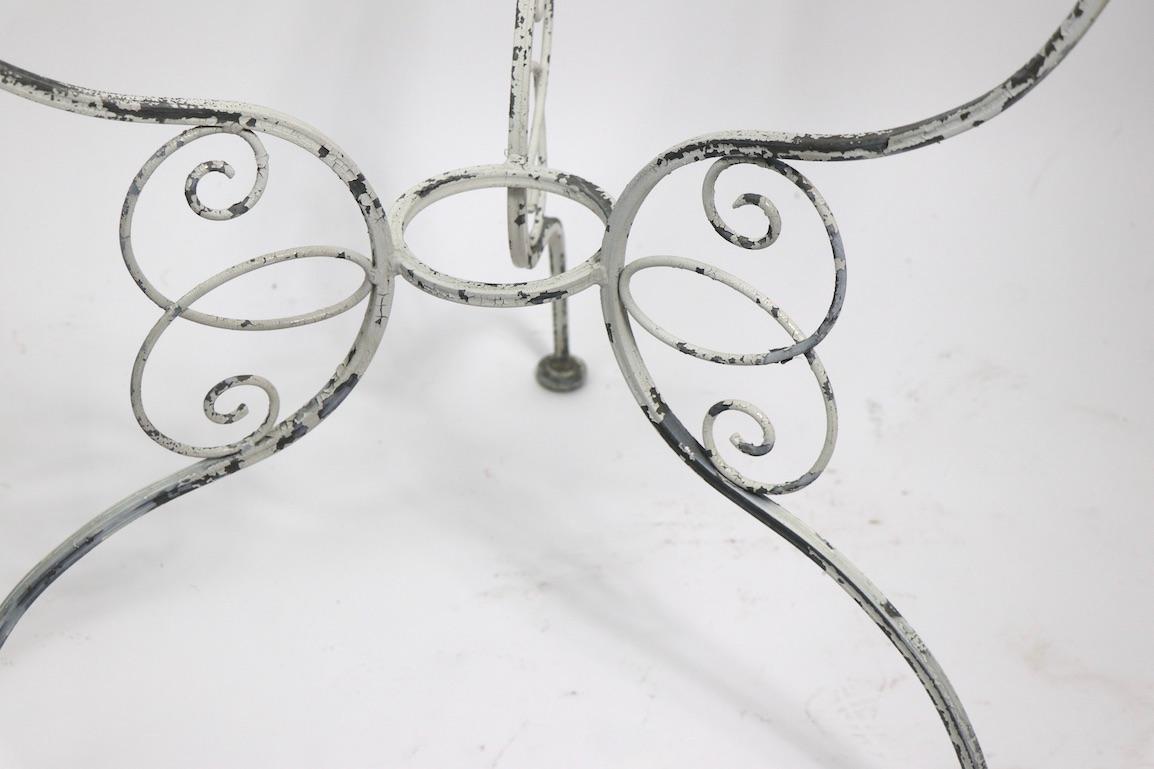 American Wrought Iron Garden Cafe Dining Table Attributed to Salterini