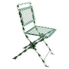 Wrought Iron Garden Chair Metallic Tyffany's Green finish Contemporary Design