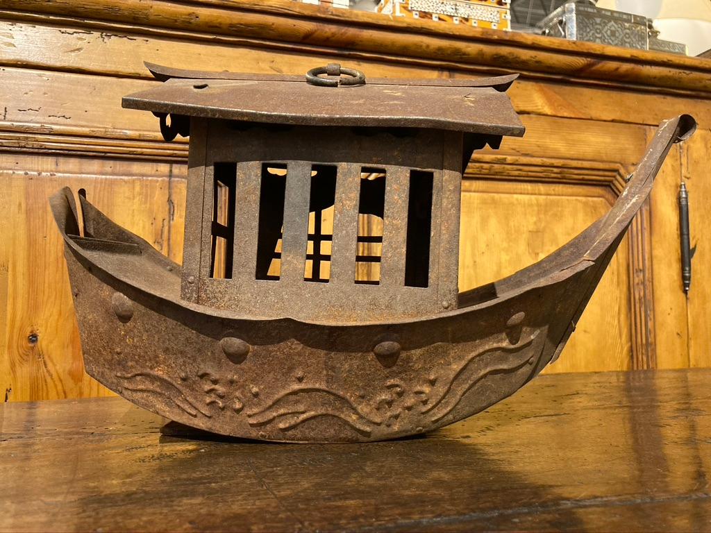Wrought Iron Garden Lantern in the Form of a Chinese Junk 1