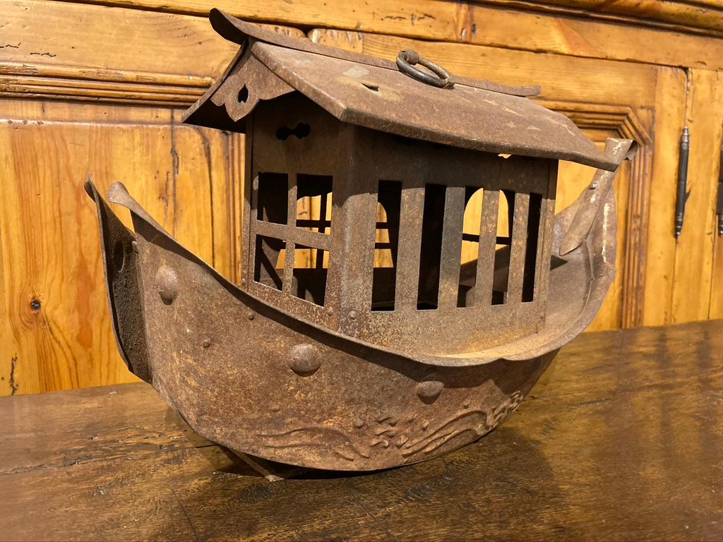 Wrought Iron Garden Lantern in the Form of a Chinese Junk 3