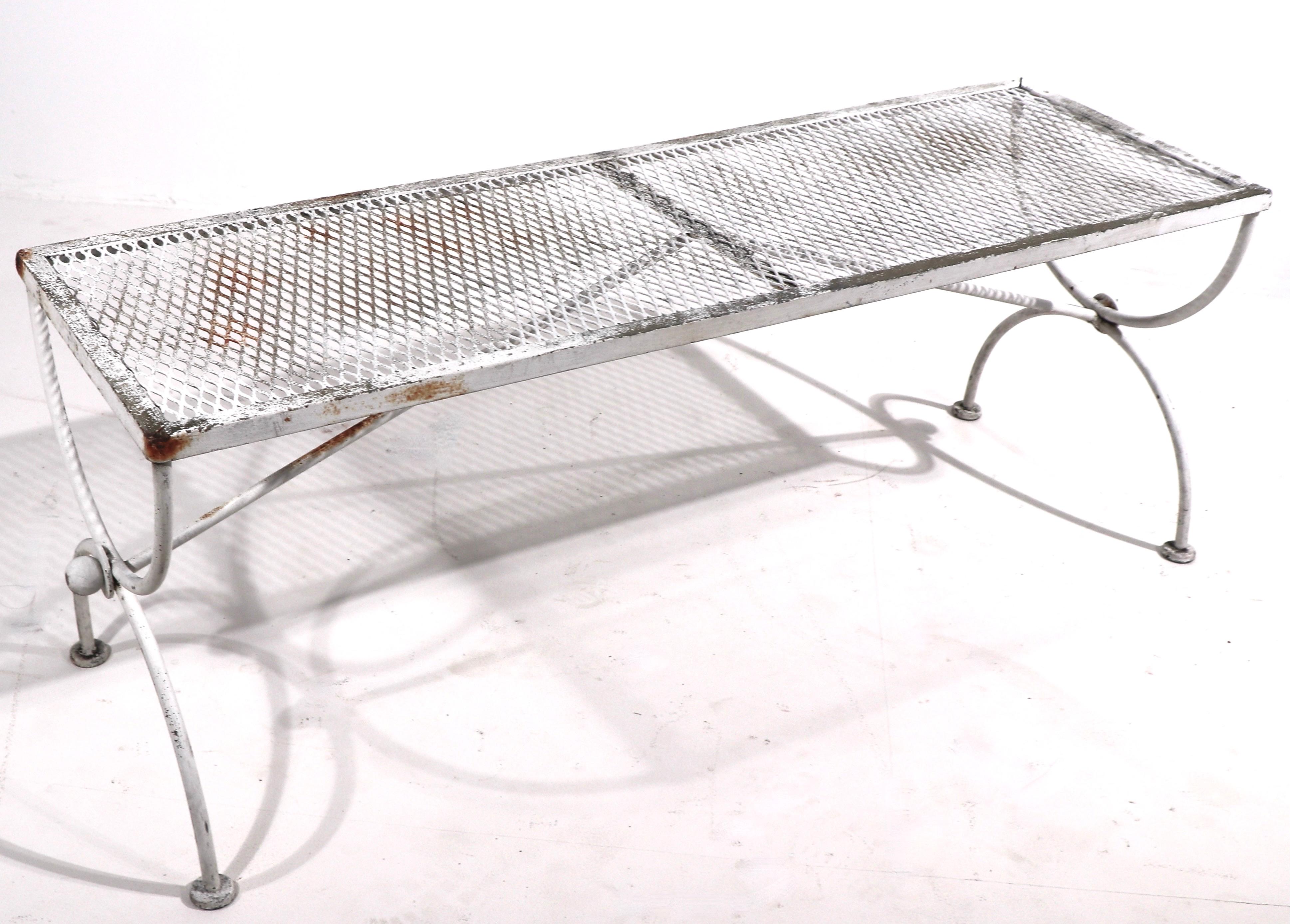 20th Century Wrought Iron Garden Patio Bench by Salterini