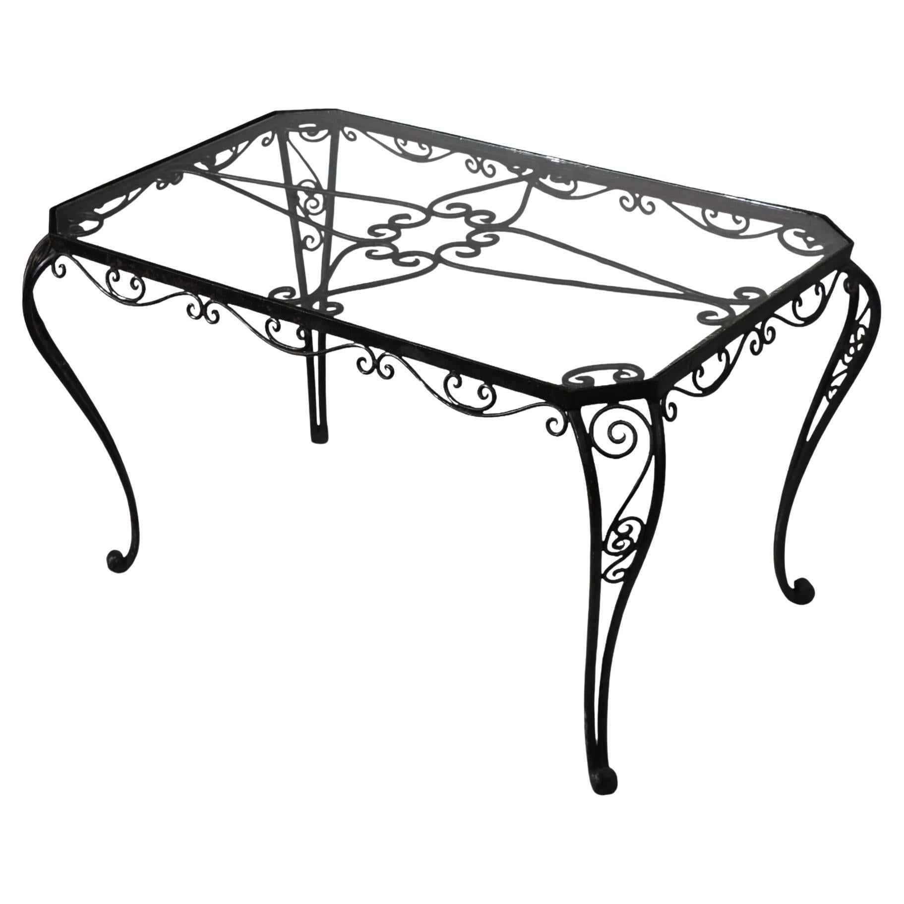 Wrought Iron Garden Patio Coffee Table poss. Salterini or Woodard For Sale