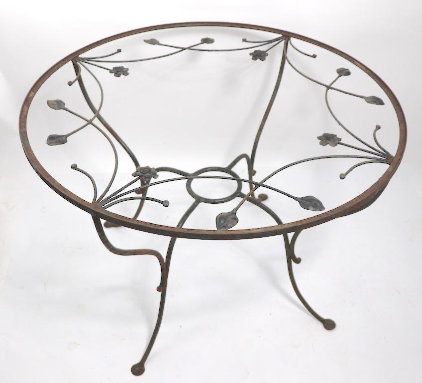 American Wrought Iron Garden Patio Dining Table Attributed to Salterini