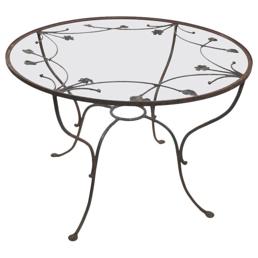 Wrought Iron Garden Patio Dining Table Attributed to Salterini