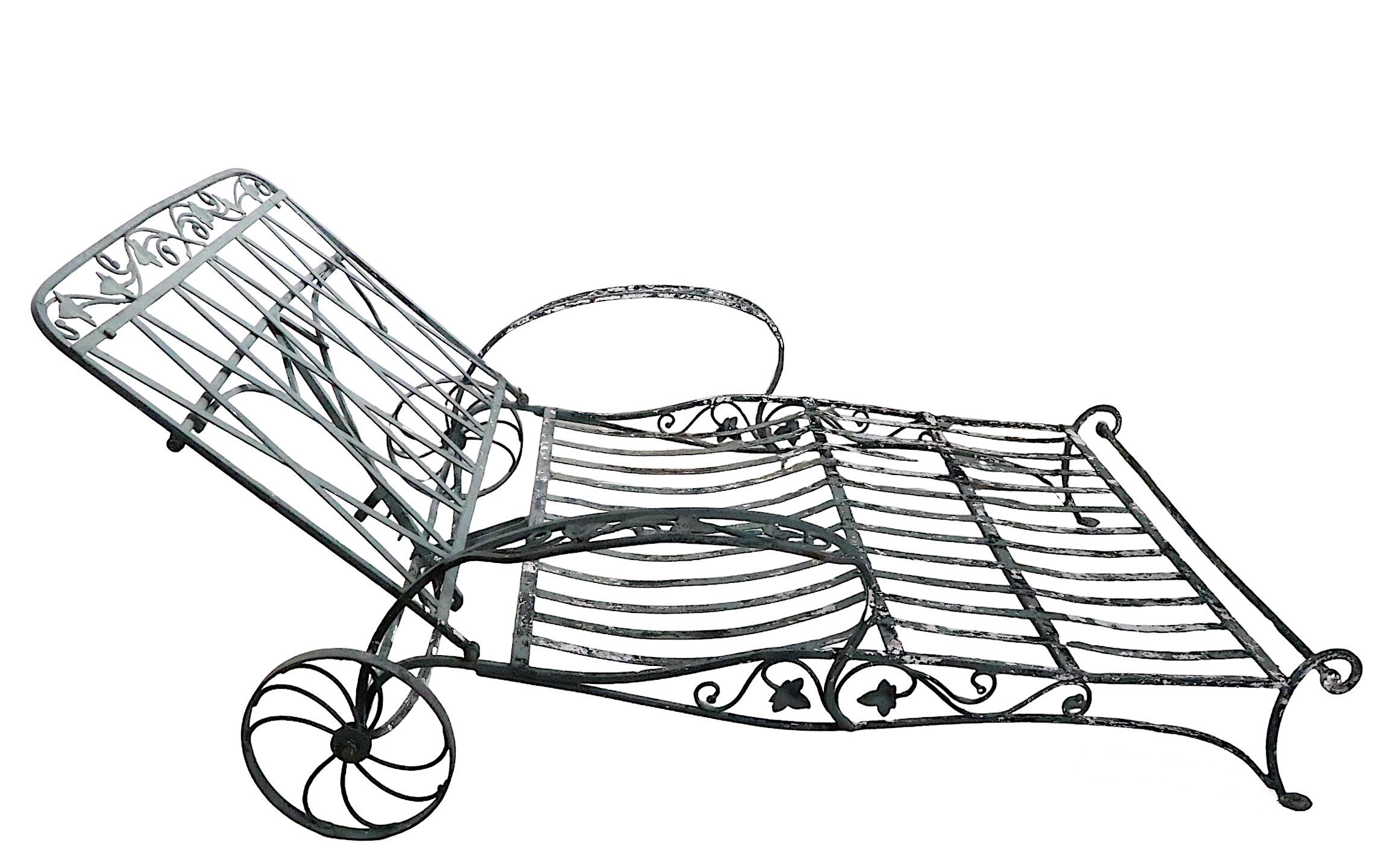  Wrought Iron Garden Patio  Double Wide Reclining Chaise Lounge by Salterini  5