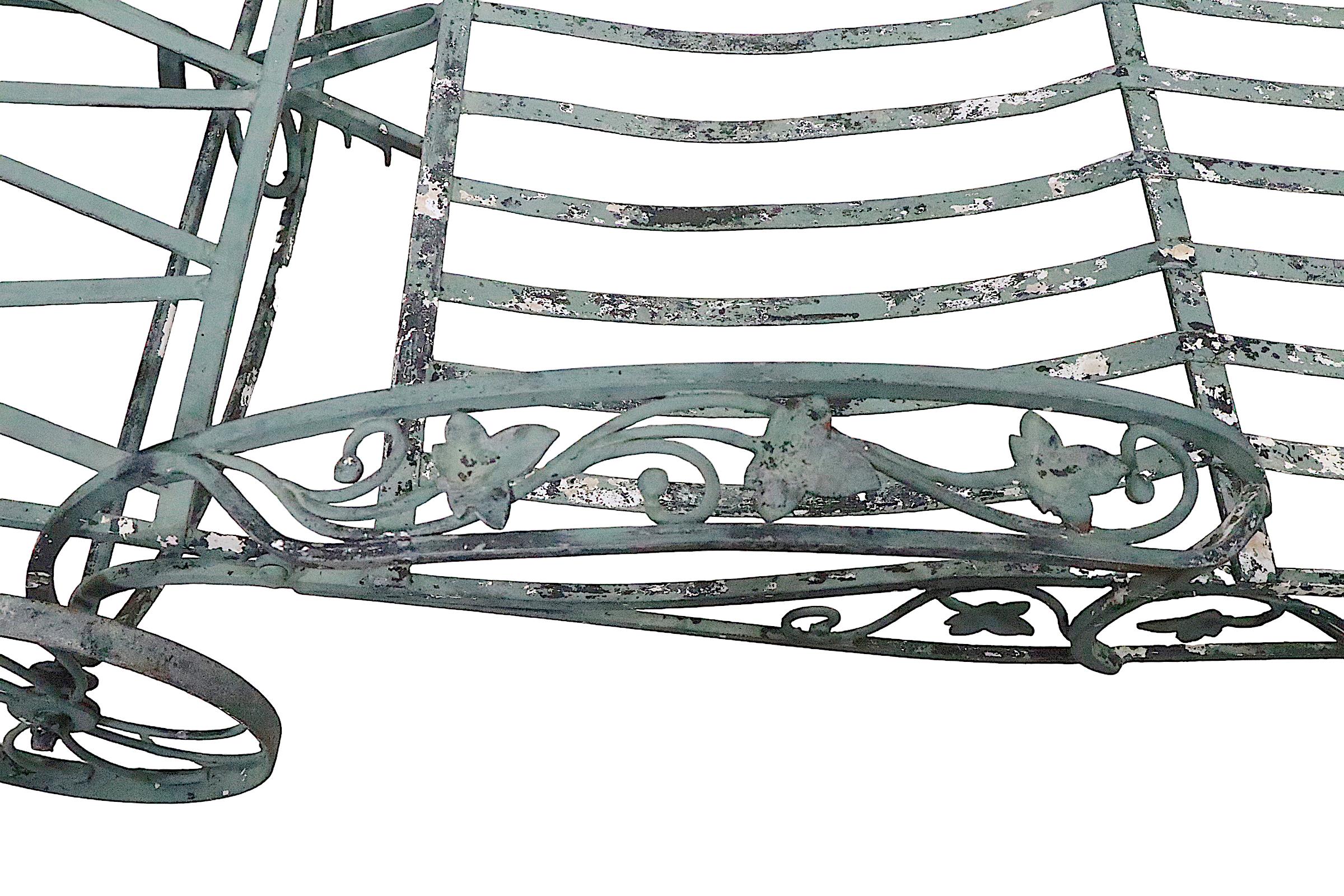  Wrought Iron Garden Patio  Double Wide Reclining Chaise Lounge by Salterini  10