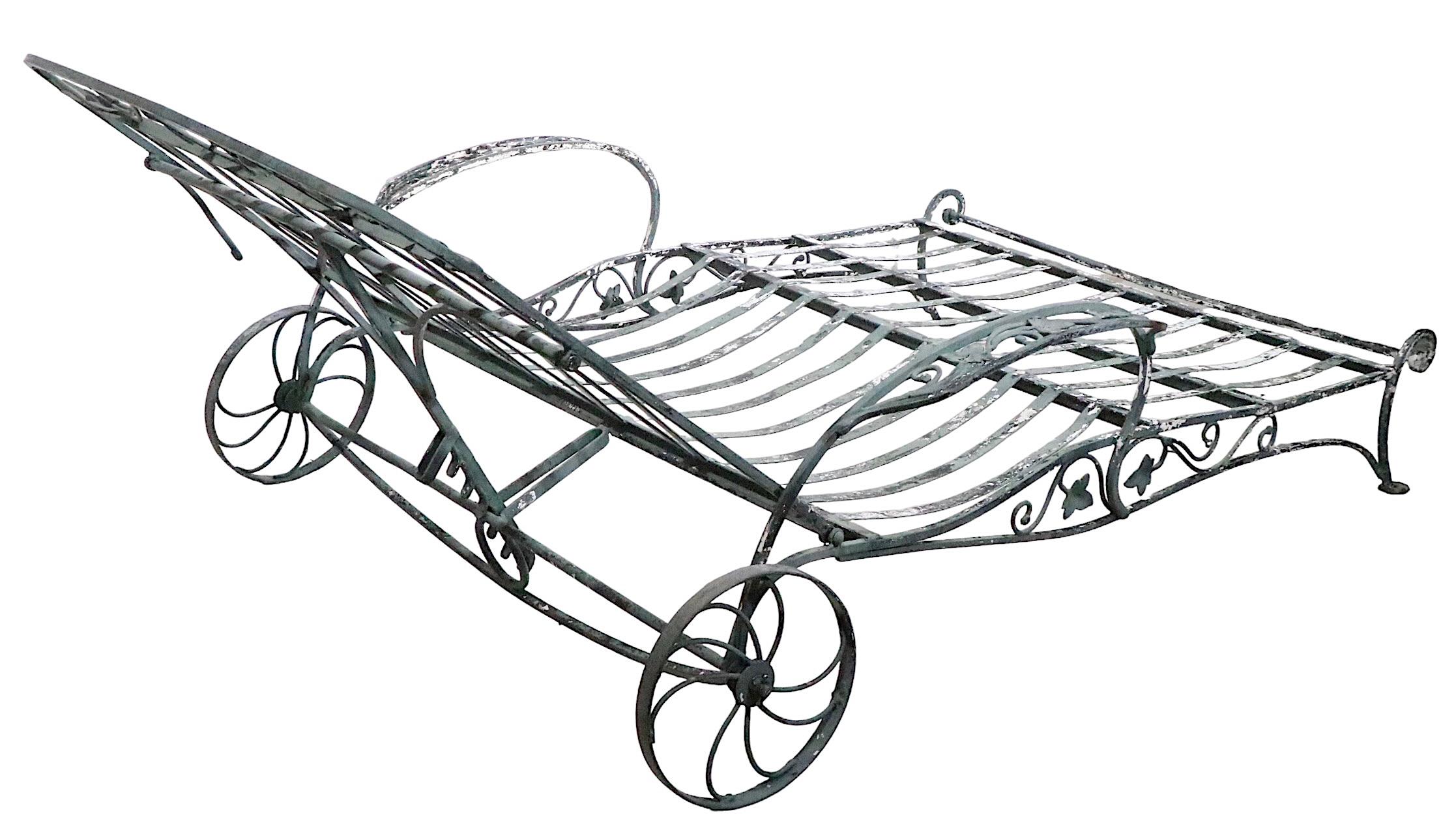  Wrought Iron Garden Patio  Double Wide Reclining Chaise Lounge by Salterini  13
