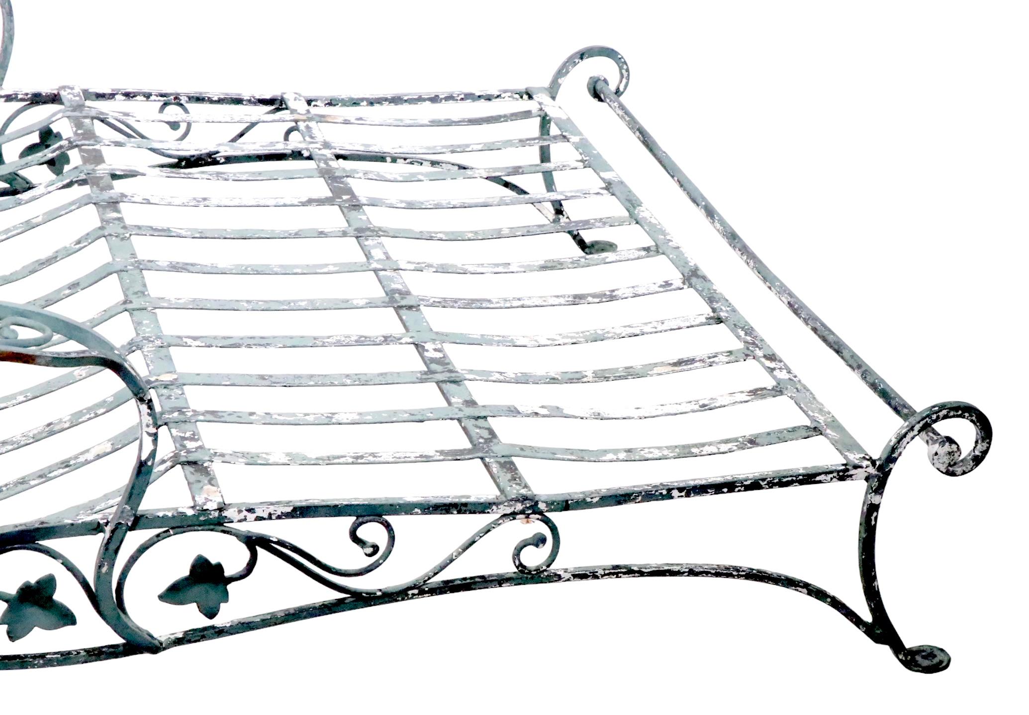  Wrought Iron Garden Patio  Double Wide Reclining Chaise Lounge by Salterini  1