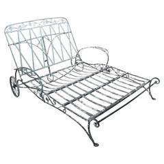 Used  Wrought Iron Garden Patio  Double Wide Reclining Chaise Lounge by Salterini 