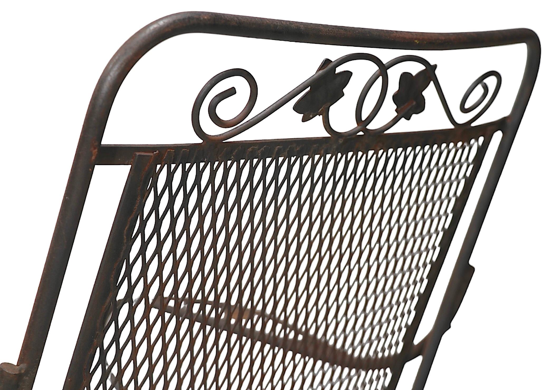 Wrought Iron Garden Patio Poolside Arm Lounge Chair att. to Salterini 4