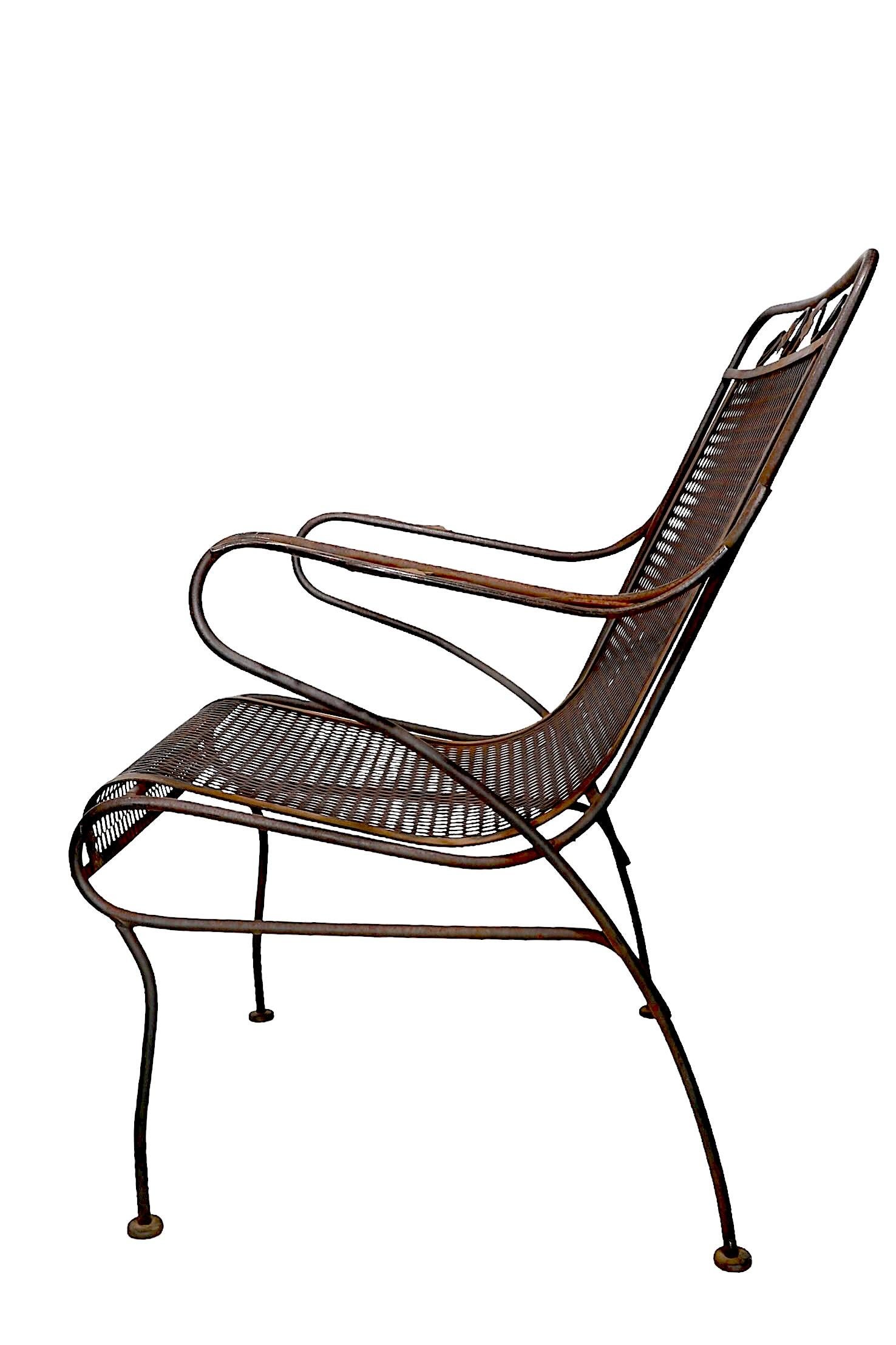 Wrought Iron Garden Patio Poolside Arm Lounge Chair att. to Salterini 5