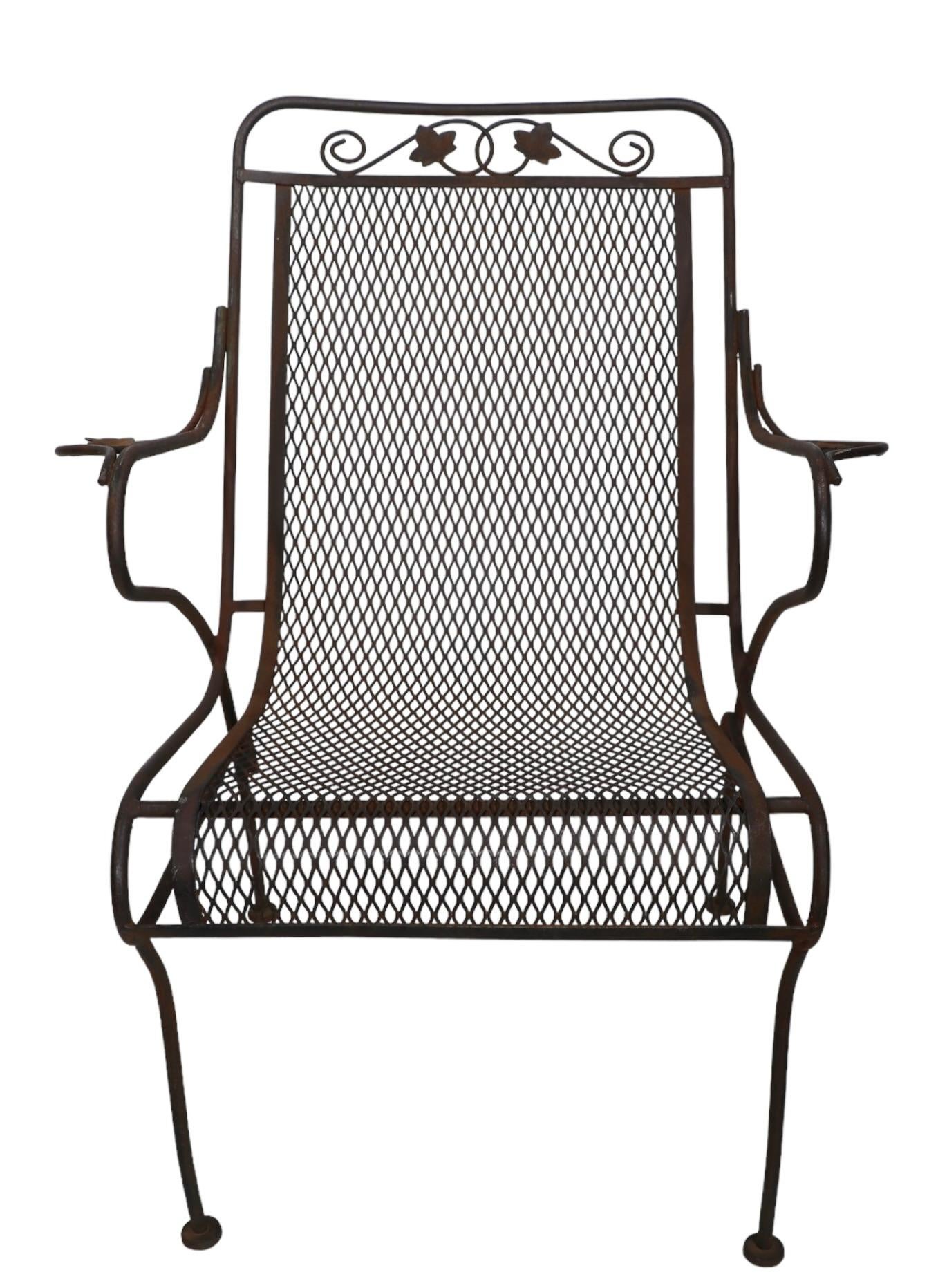 Wrought Iron Garden Patio Poolside Arm Lounge Chair att. to Salterini 6