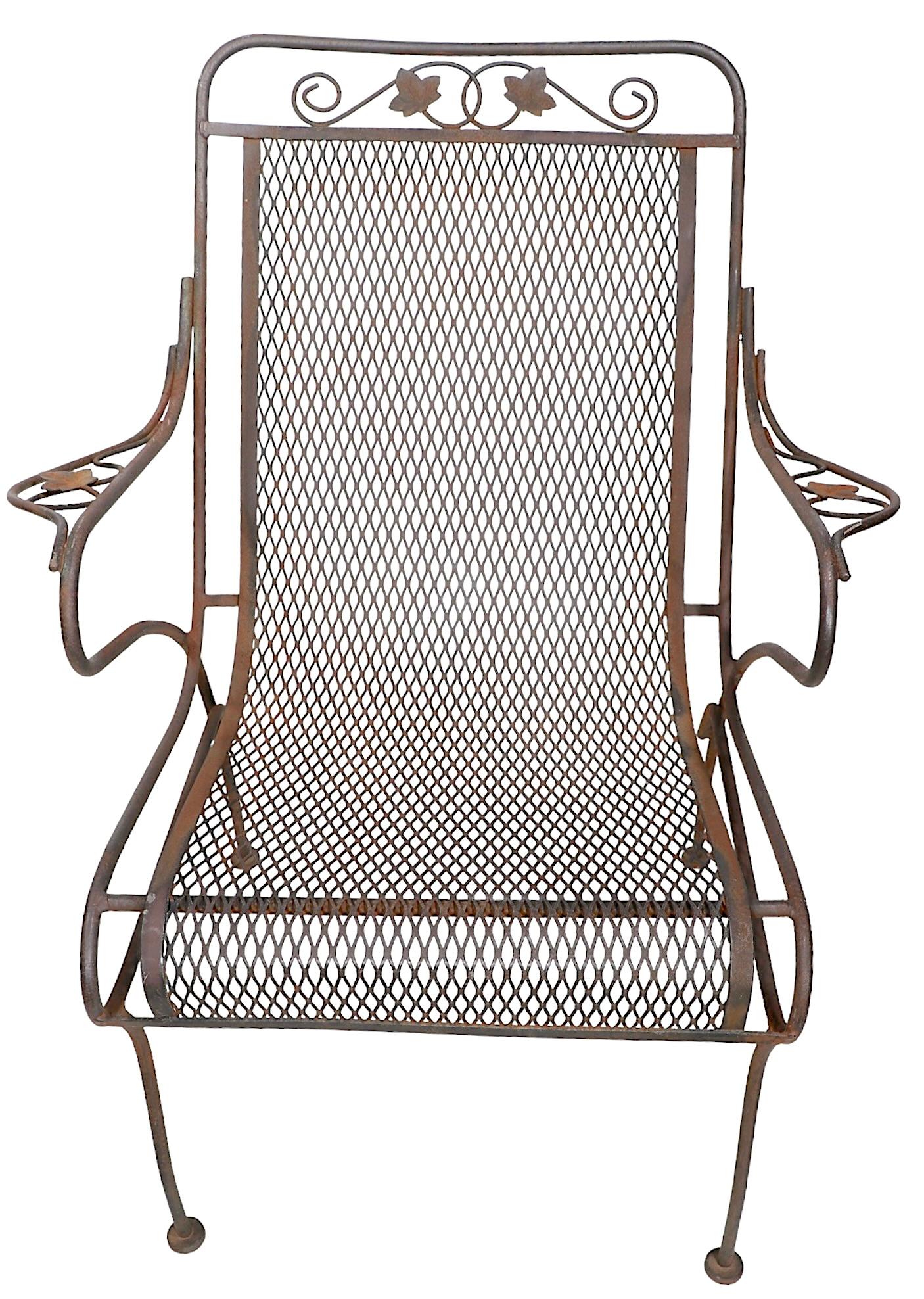 Wrought Iron Garden Patio Poolside Arm Lounge Chair att. to Salterini 7