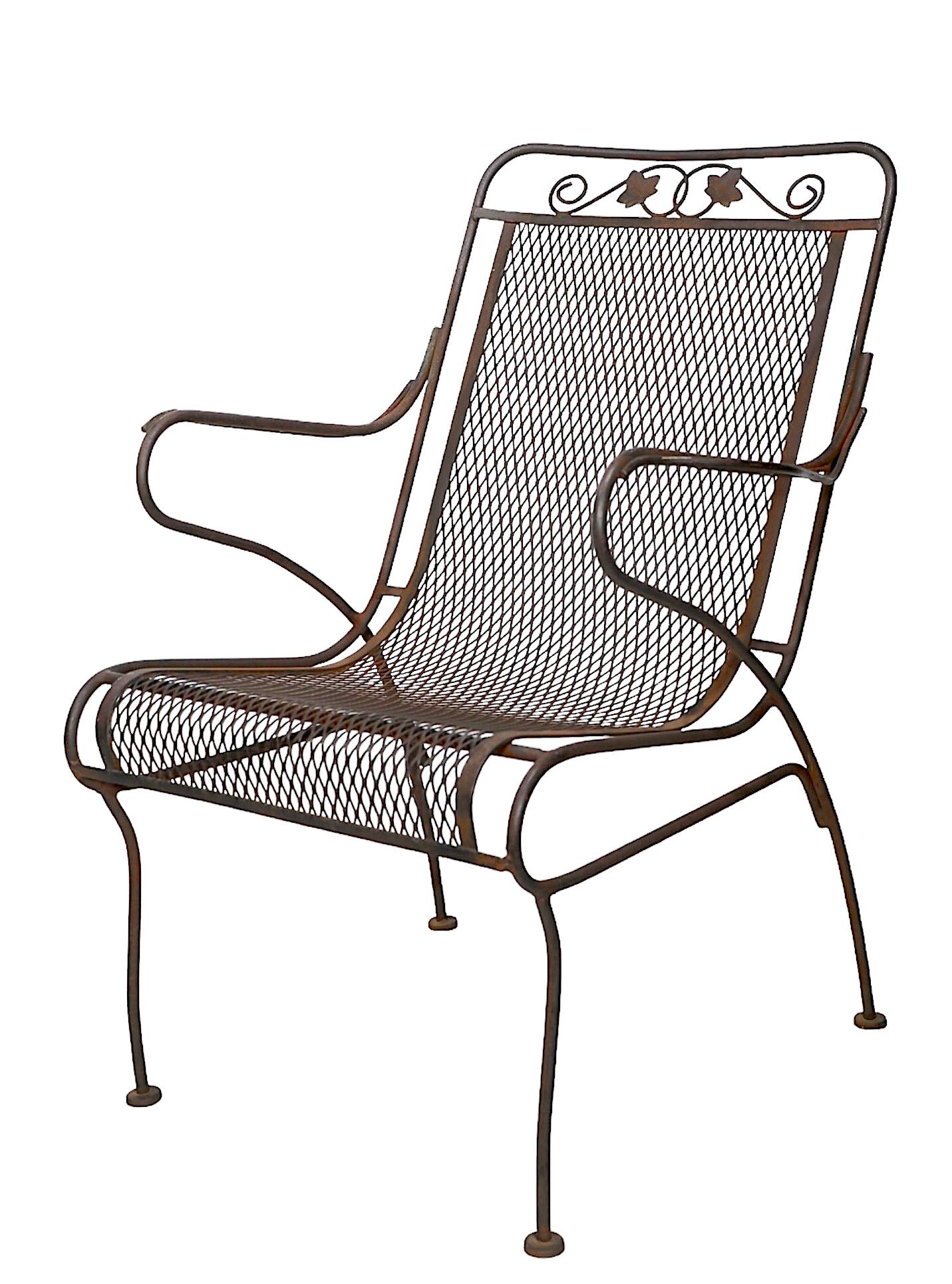 Wrought Iron Garden Patio Poolside Arm Lounge Chair att. to Salterini 1
