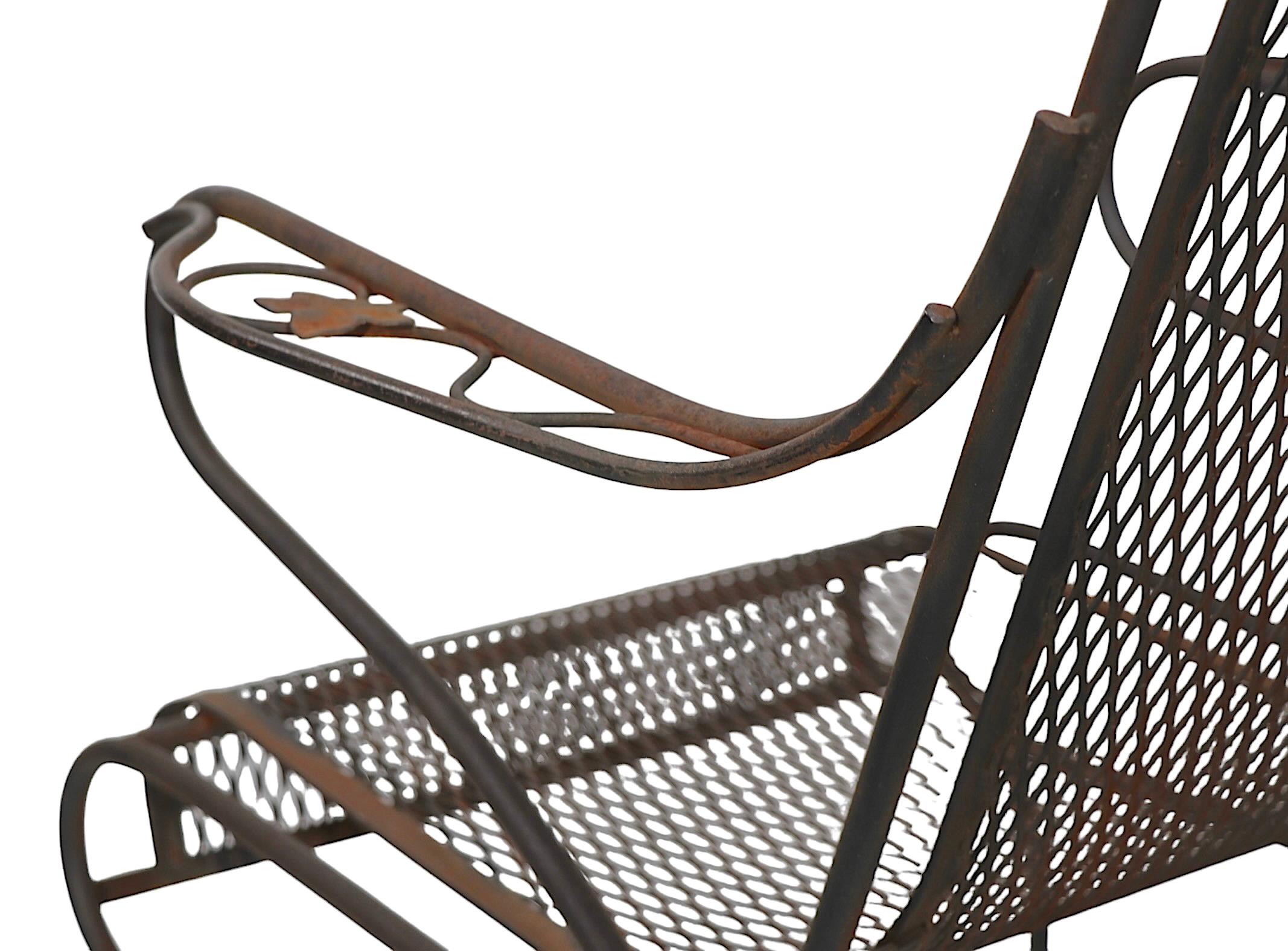 Wrought Iron Garden Patio Poolside Arm Lounge Chair att. to Salterini 3