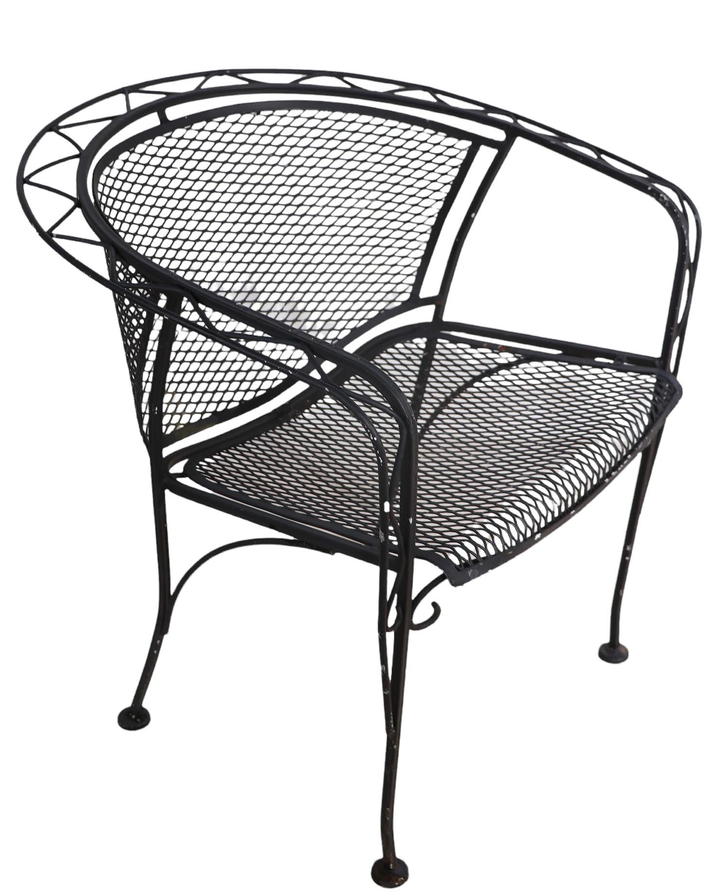 American Wrought Iron Garden Patio Poolside Chair by Salterini Ca. 1950/1960's 