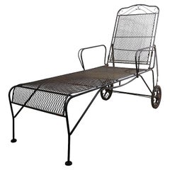 Vintage Wrought Iron Garden Patio Poolside Chaise Lounge Att. to Woodard