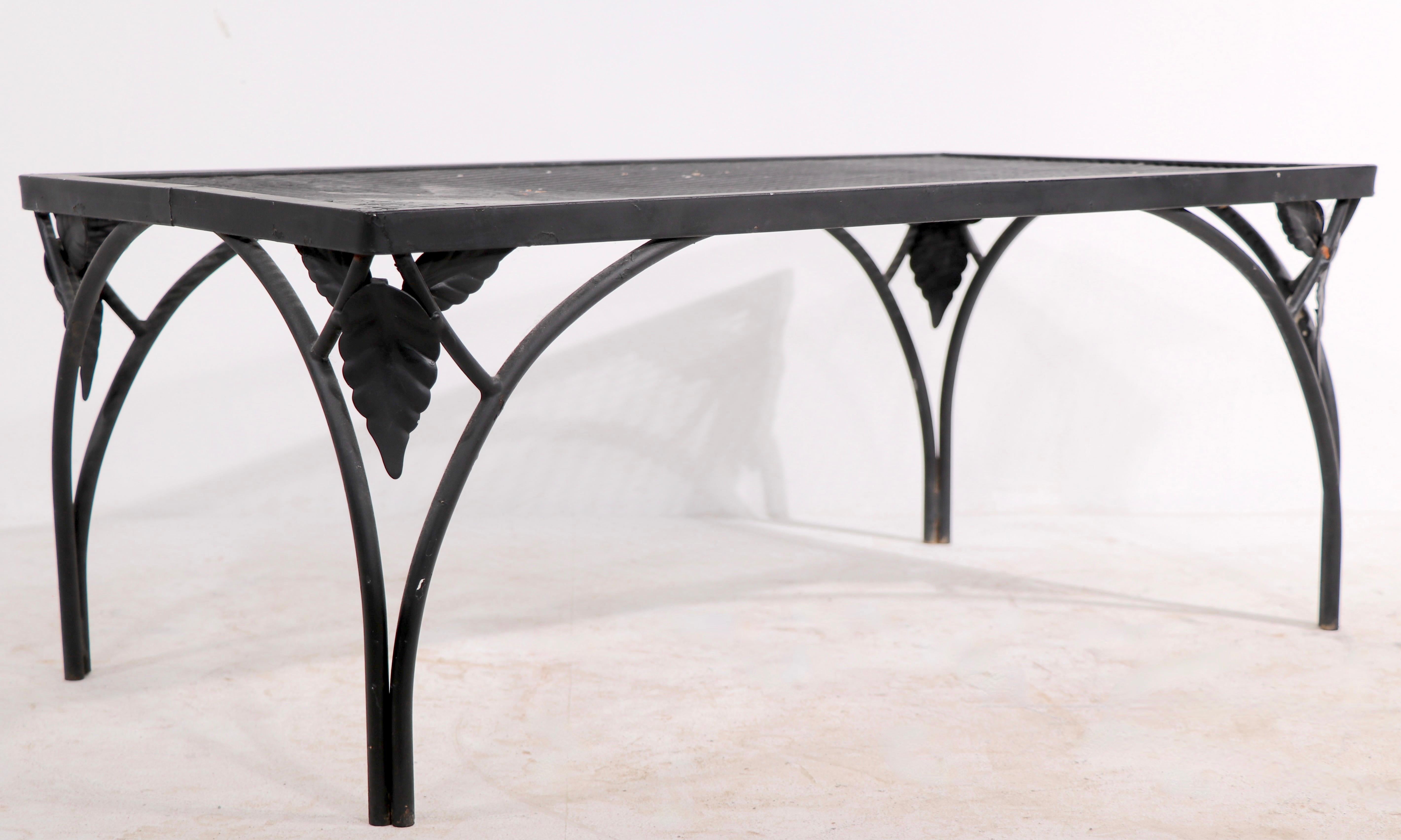 Wrought Iron Garden Patio Poolside Coffee Table After Woodard In Good Condition In New York, NY