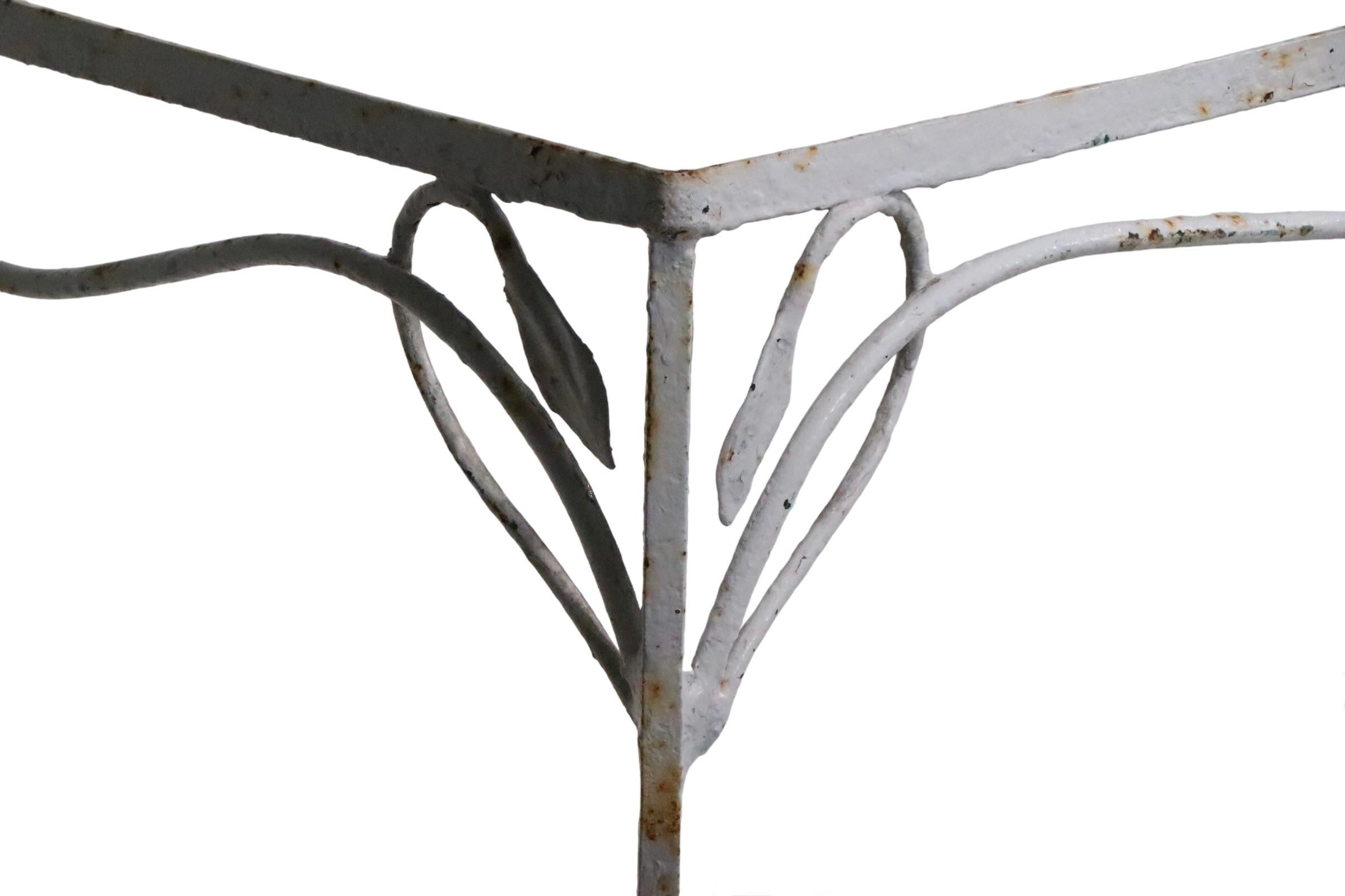 Wrought Iron Garden Patio Poolside Dining Table att. to Woodard c 1930/1950's For Sale 4