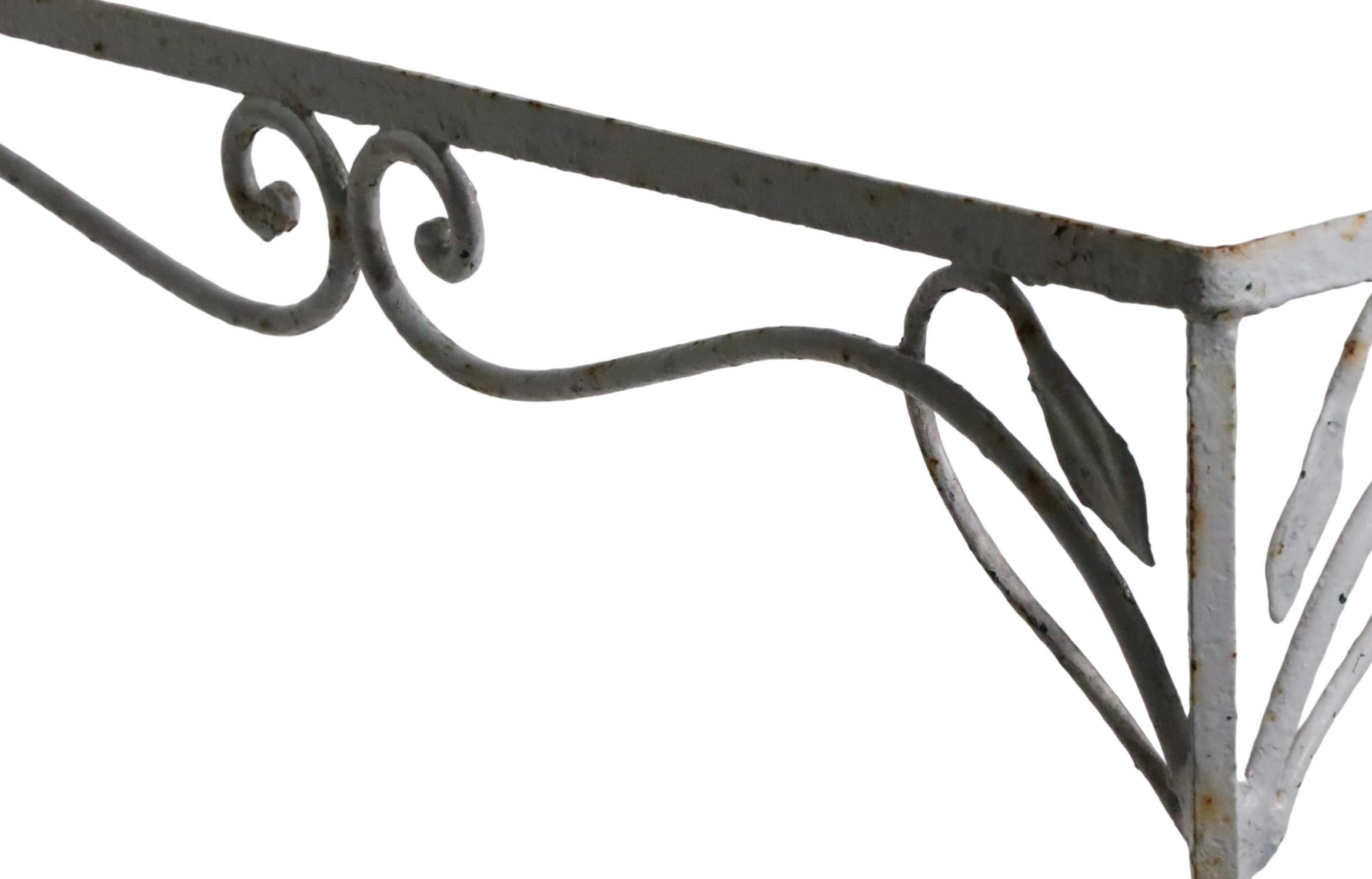 Wrought Iron Garden Patio Poolside Dining Table att. to Woodard c 1930/1950's For Sale 2