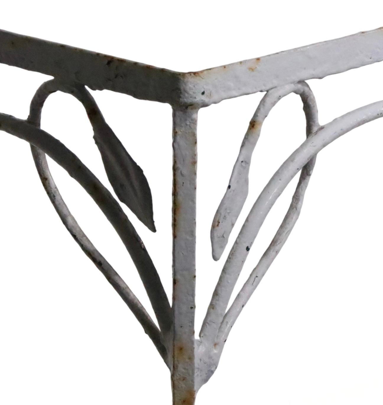 Wrought Iron Garden Patio Poolside Dining Table att. to Woodard c 1930/1950's For Sale 3