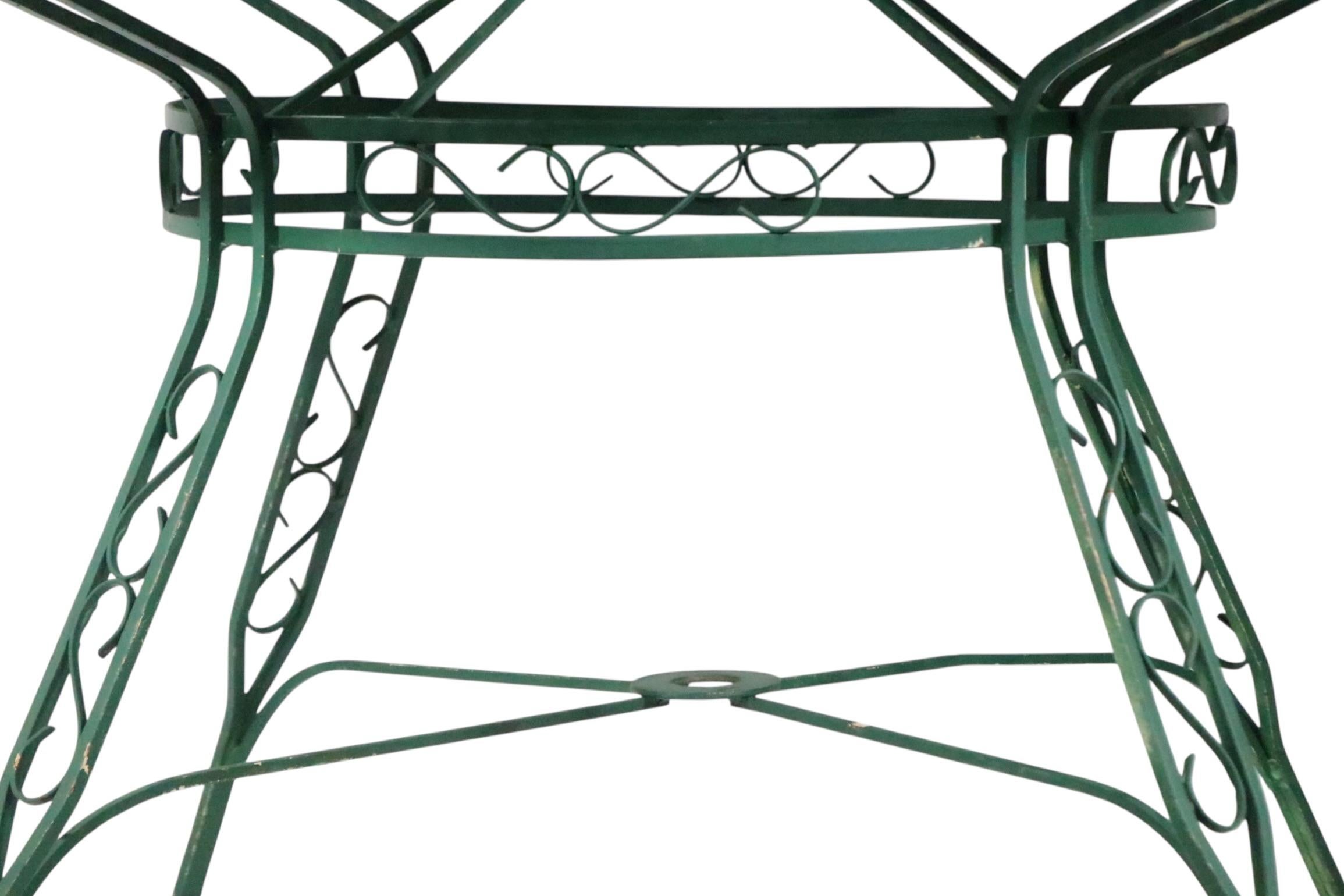 Metal Wrought Iron Garden Patio Poolside Dining Table by Salterini c 1950/60's For Sale
