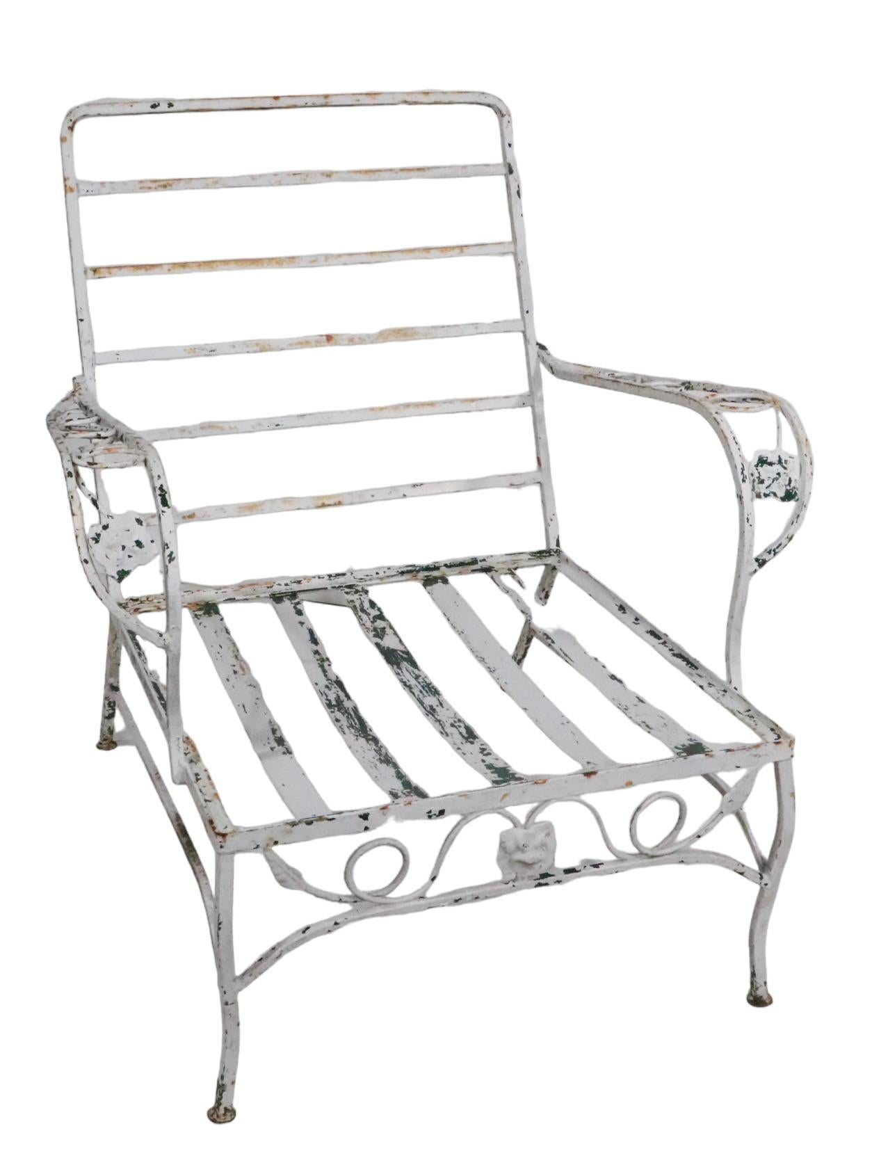 Wrought Iron Garden Patio Poolside Lounge Chair att. to Salterini  For Sale 1