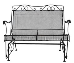 Wrought Iron Garden Patio Poolside  Loveseat Glider Settee