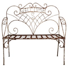 Vintage Wrought Iron Garden Patio Poolside Loveseat Welcome Bench