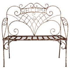 Banc de bienvenue en fer forgé pour le jardin, le patio et la piscine