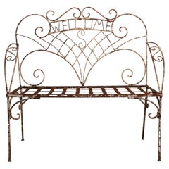 Retro Wrought Iron Garden Patio Poolside Loveseat Welcome Bench