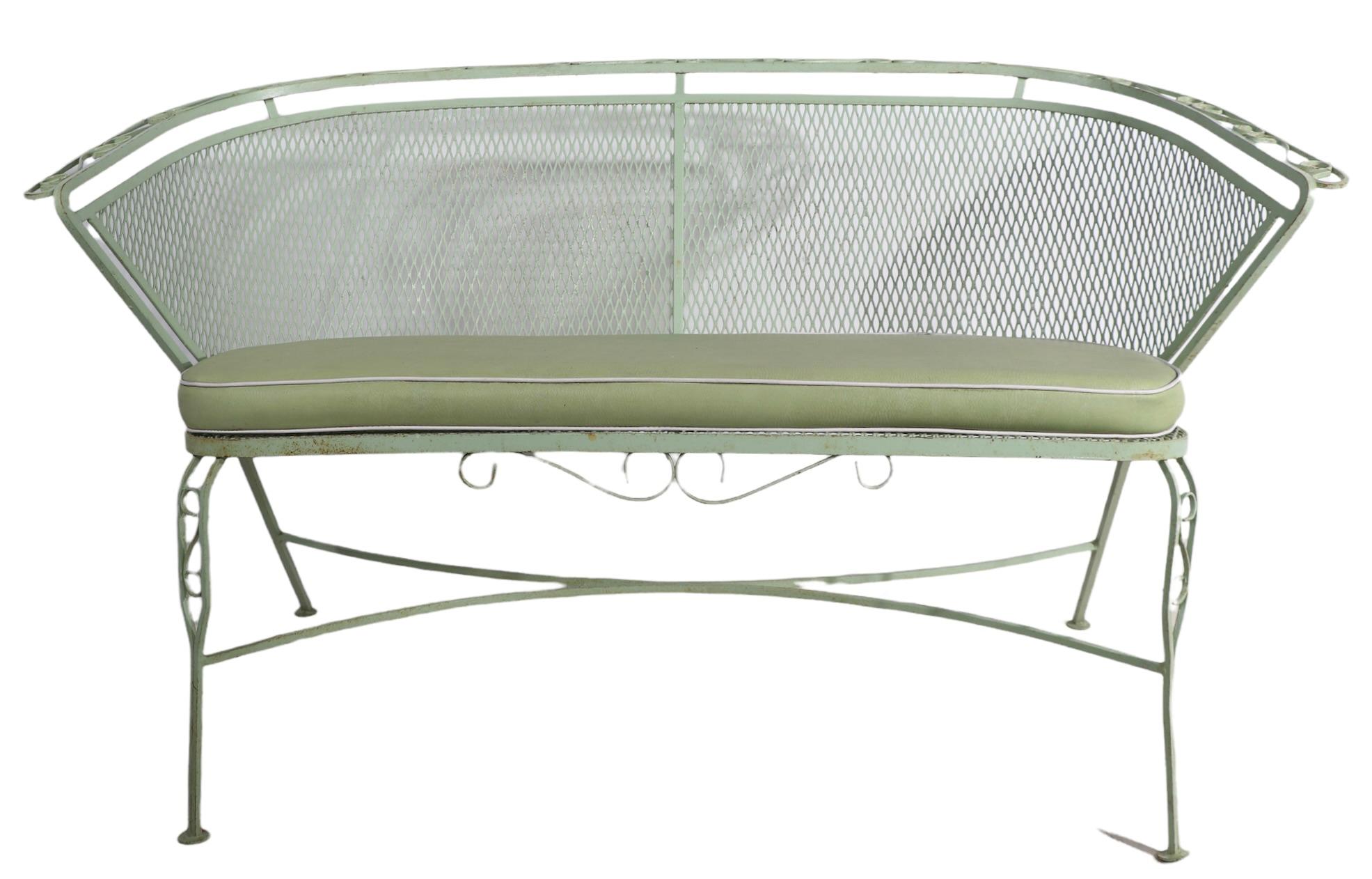 Banc pour banquette de jardin ou de patio en fer forgé par Salterini en vente 1