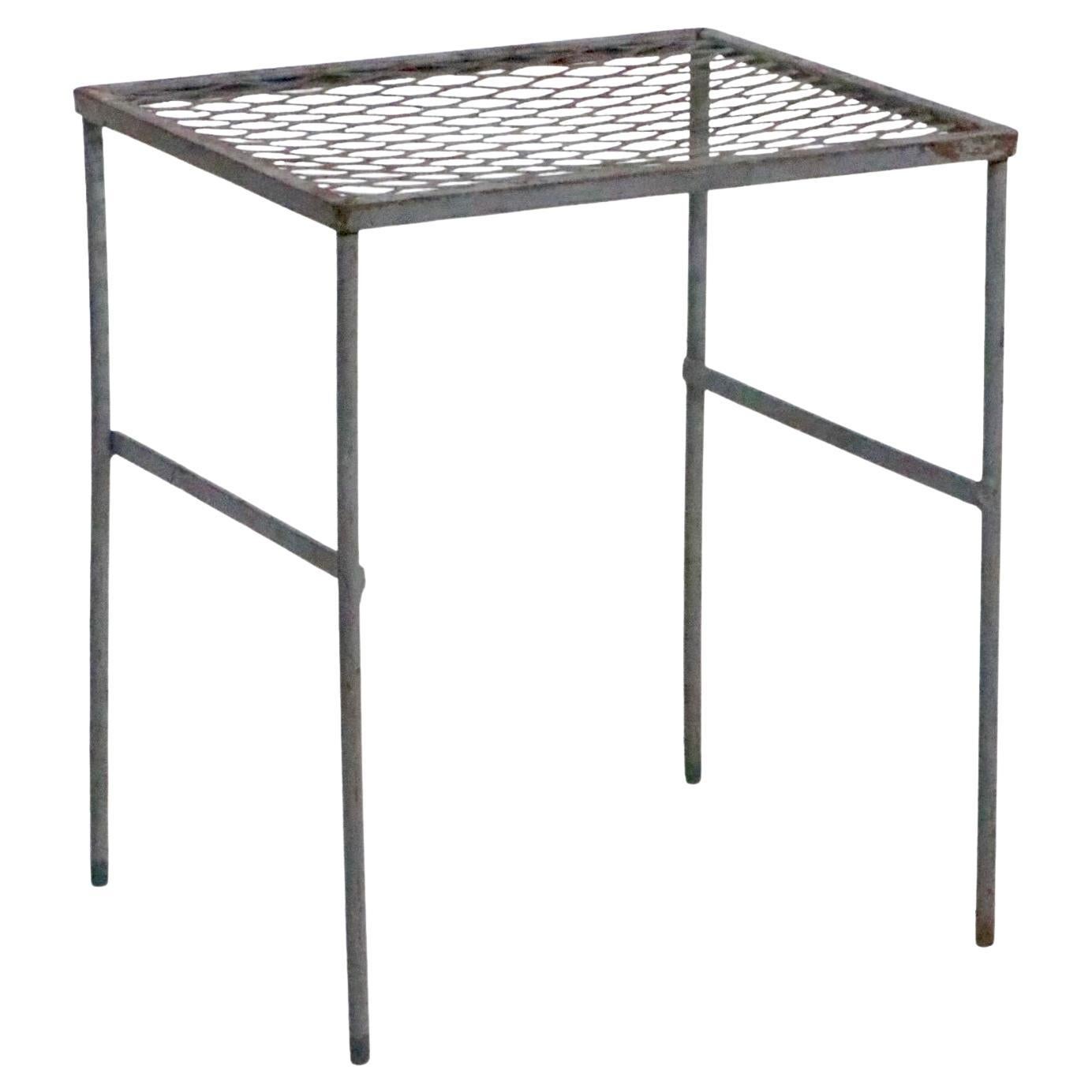 Wrought Iron Garden Patio Poolside Side Table Att. to Salterini, circa 1950s