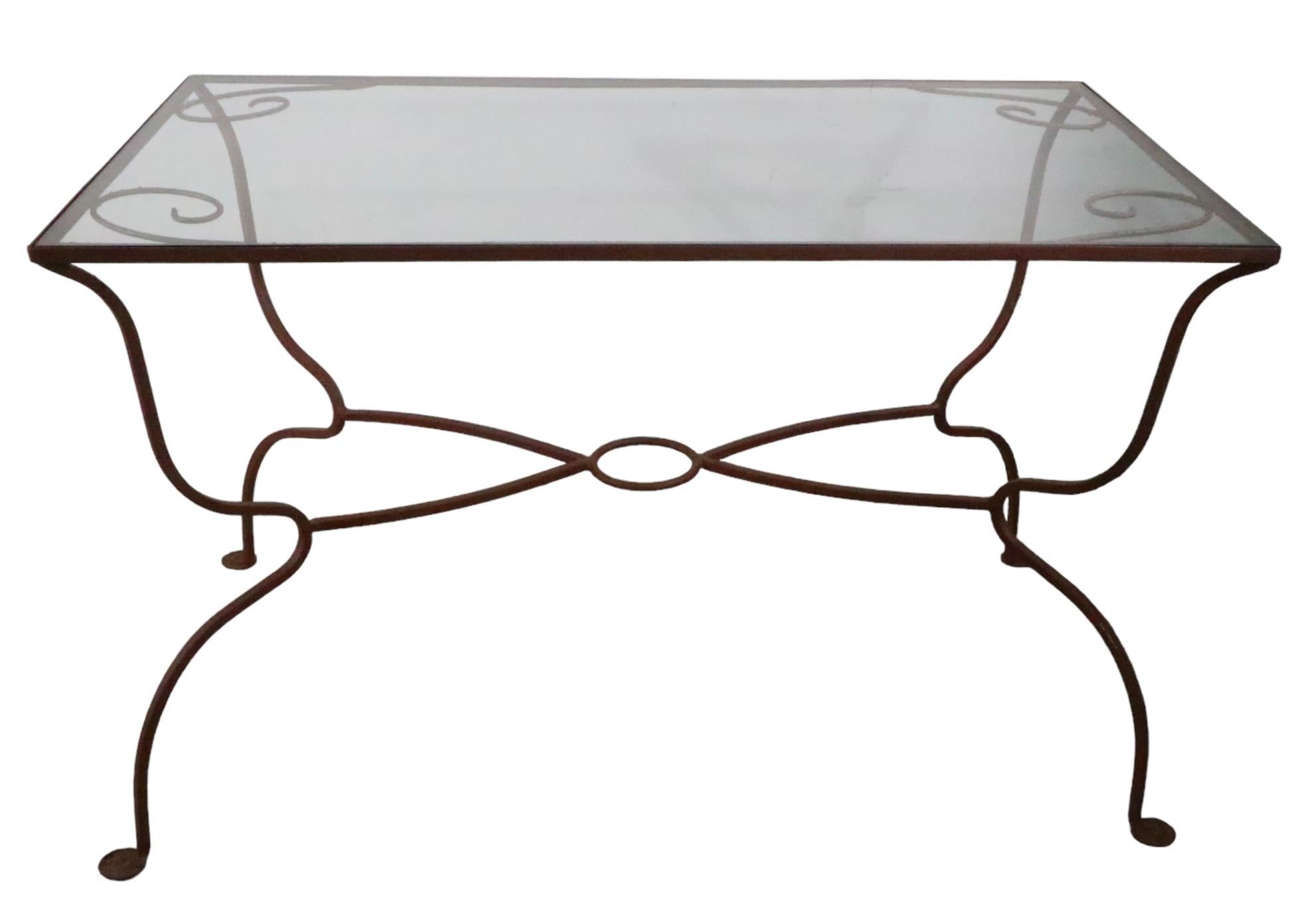 Wrought Iron Garden Patio, Poolside Table After Woodard For Sale 5