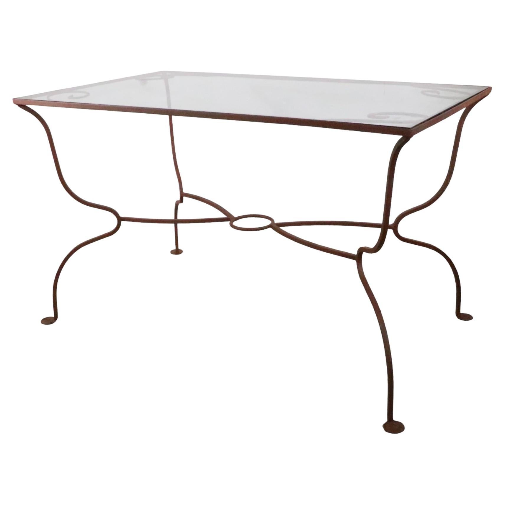Wrought Iron Garden Patio, Poolside Table After Woodard For Sale