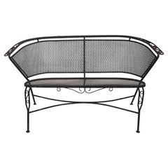 Wrought Iron Garden Patio Settee Sofa Att. to Salterini