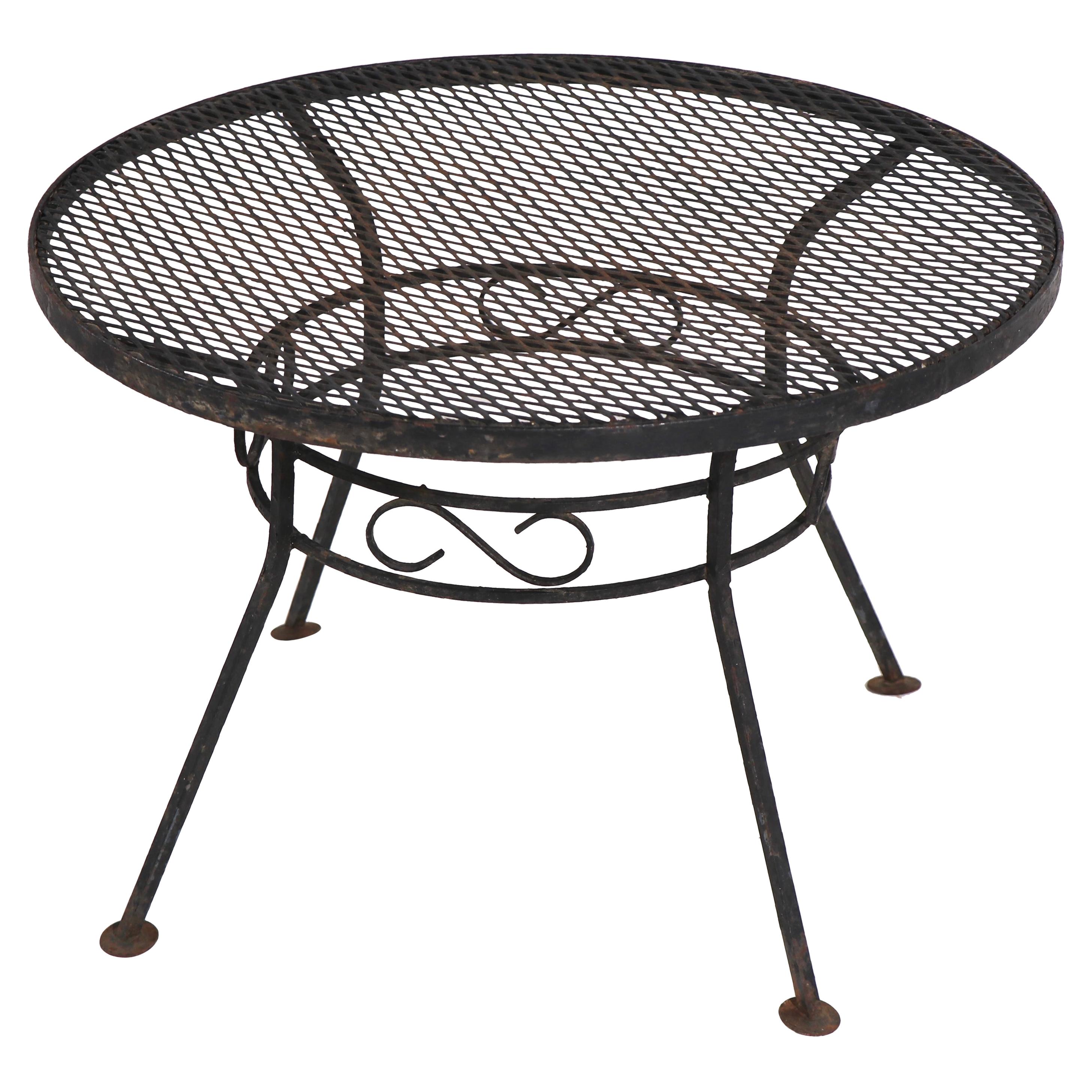 Wrought Iron Garden Patio Side Table Attributed to Salterini