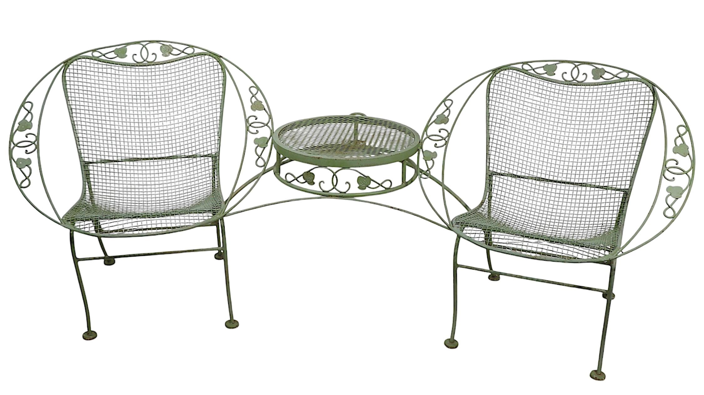 Wrought Iron Garden Patio  Tete a Tete by Woodard c 1950/70's 6