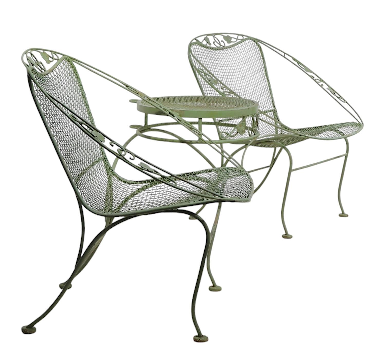 Wrought Iron Garden Patio  Tete a Tete by Woodard c 1950/70's 9
