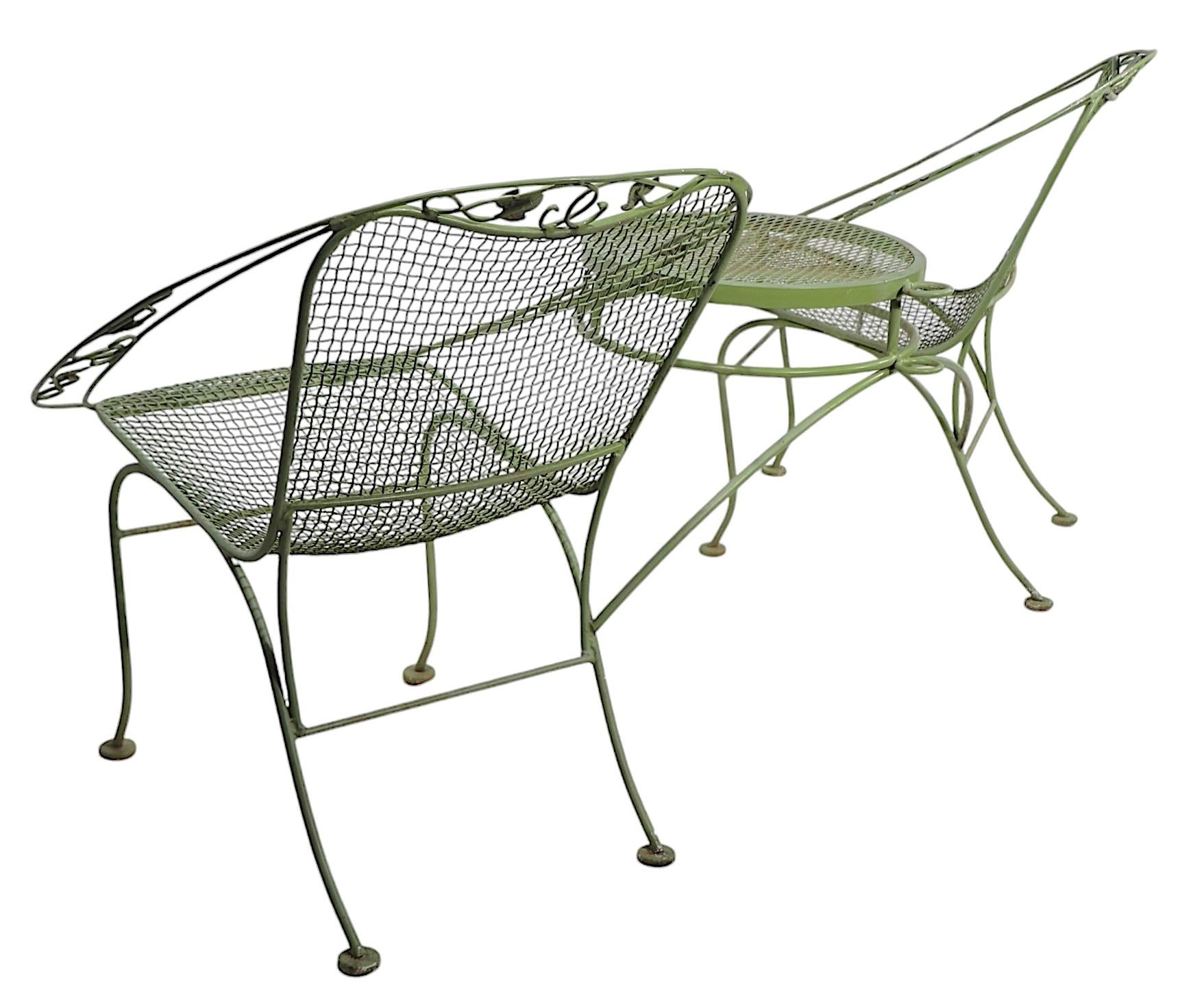 Wrought Iron Garden Patio  Tete a Tete by Woodard c 1950/70's 11