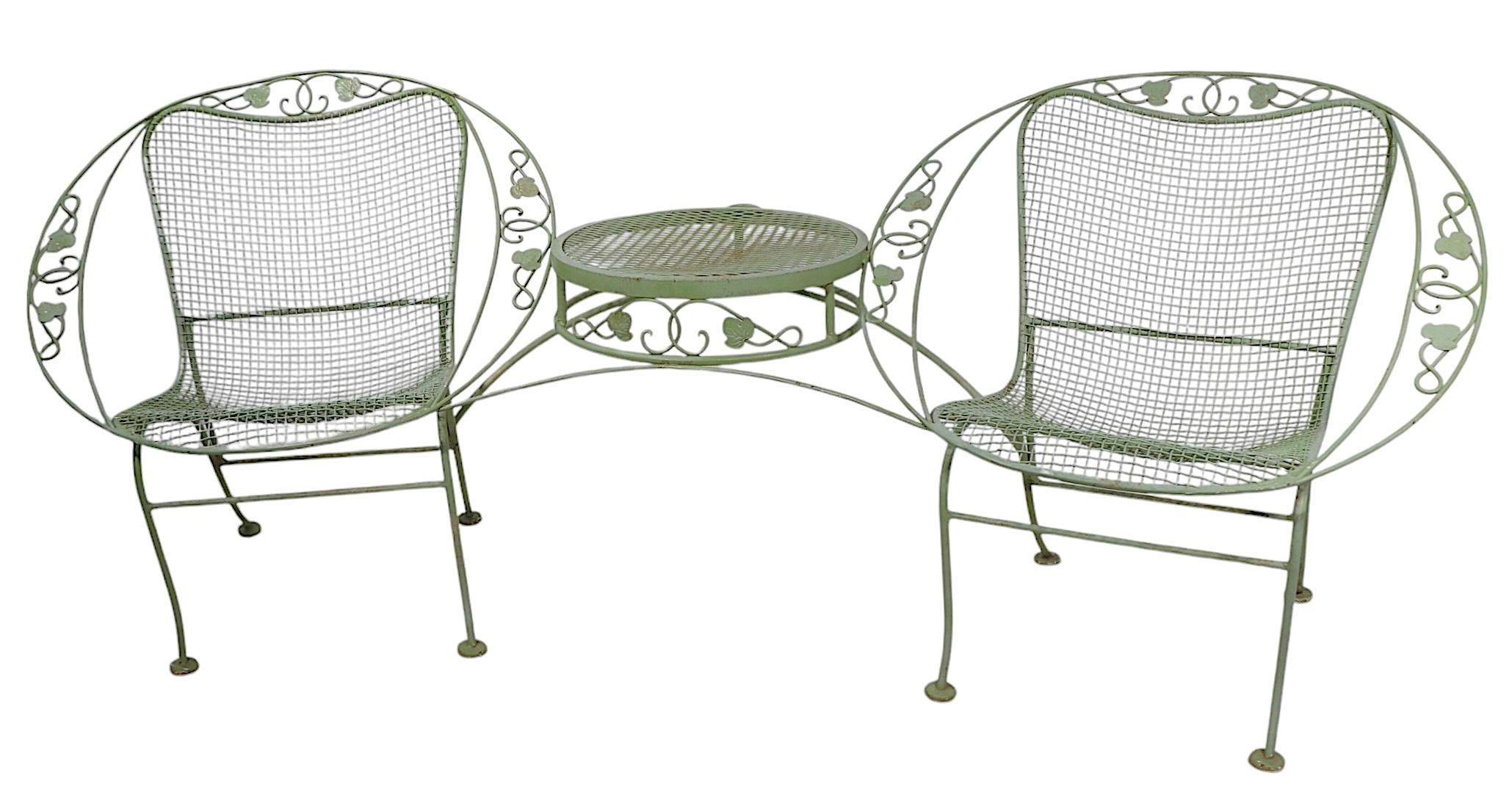 Wrought Iron Garden Patio  Tete a Tete by Woodard c 1950/70's 2