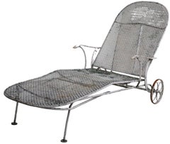 Wrought Iron Garden Poolside Patio Woodard Sculptura Chaise Lounge c. 1950's