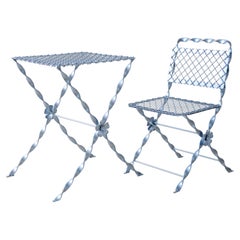 Set de jardin en fer forgé Metallic Sky Blue finish Contemporary Design